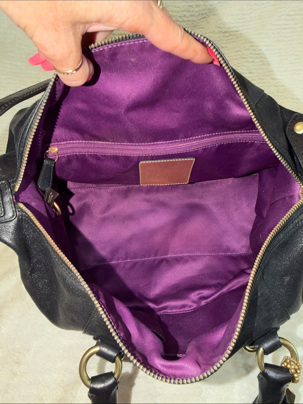 Coach Black Leather Satchel with Gold Hardware and Charm - Picture 8 of 10